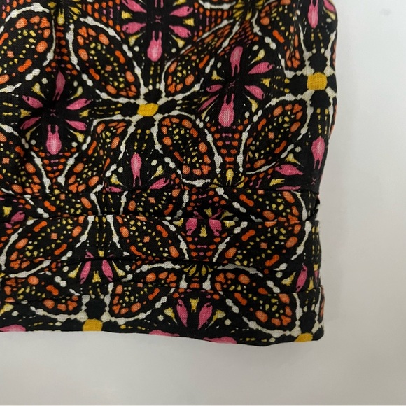 New By Anthropologie One Shoulder Linen Cropped Top Orang Motif Medallion boho - Picture 6 of 14